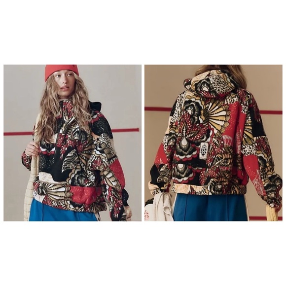Free People Tops - Free People Wild And Free Printed Fleece Pullover Hoodie Wildflower L